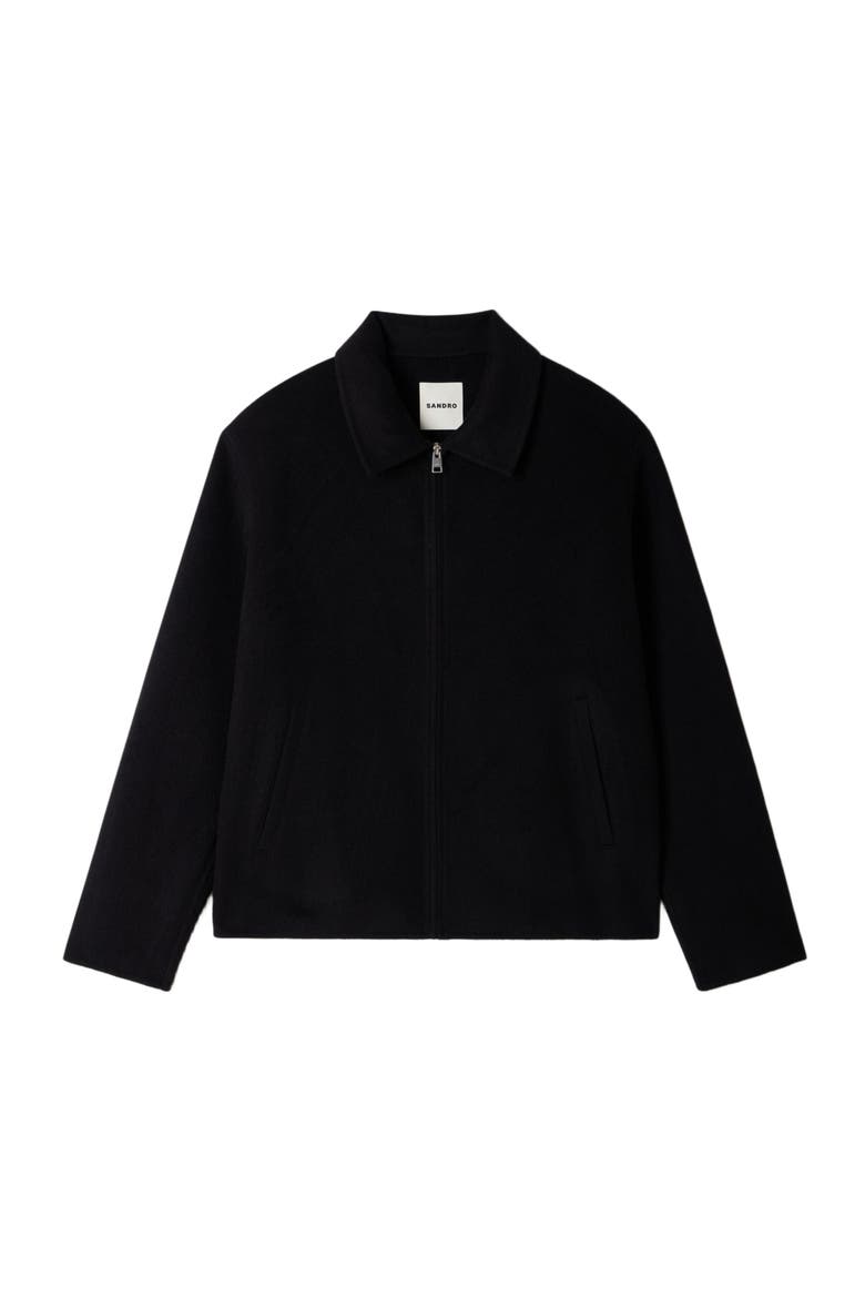Wool zip-up jacket, Alternate, color, Black