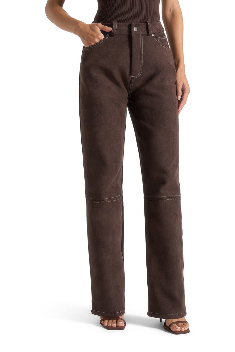 Kalie Suede Boyfriend Jeans, Main, color, Brown