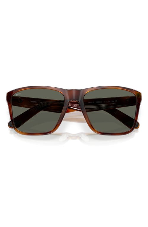 Costa Del Mar 59mm Polarized Rectangular Sunglasses In Tortoise/gray 580g