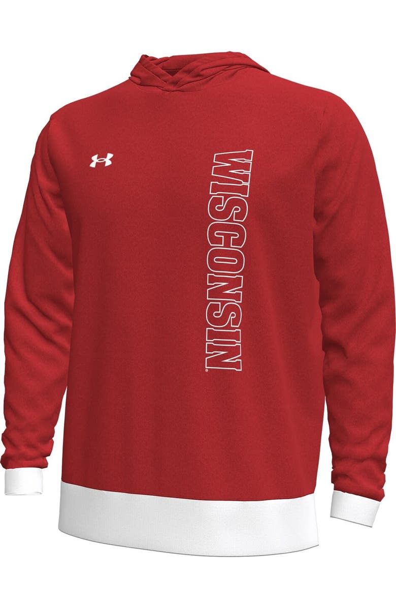 Under Armour Men's Under Armour Red Wisconsin Badgers 2024 On-Court Shootaround Long Sleeve Hoodie T-Shirt, Alternate, color, Red