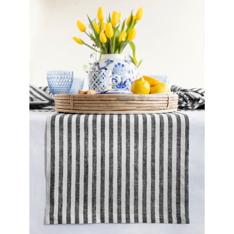 Linen Table Runner for Dining Table, Holiday and Everyday Table Decor - Amalfi Stripe