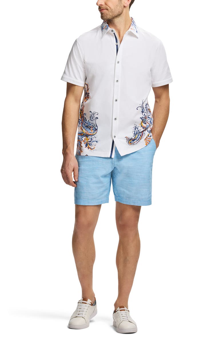 Robert Graham Paisley Short Sleeve Cotton Button-Up Shirt, Alternate, color, 
