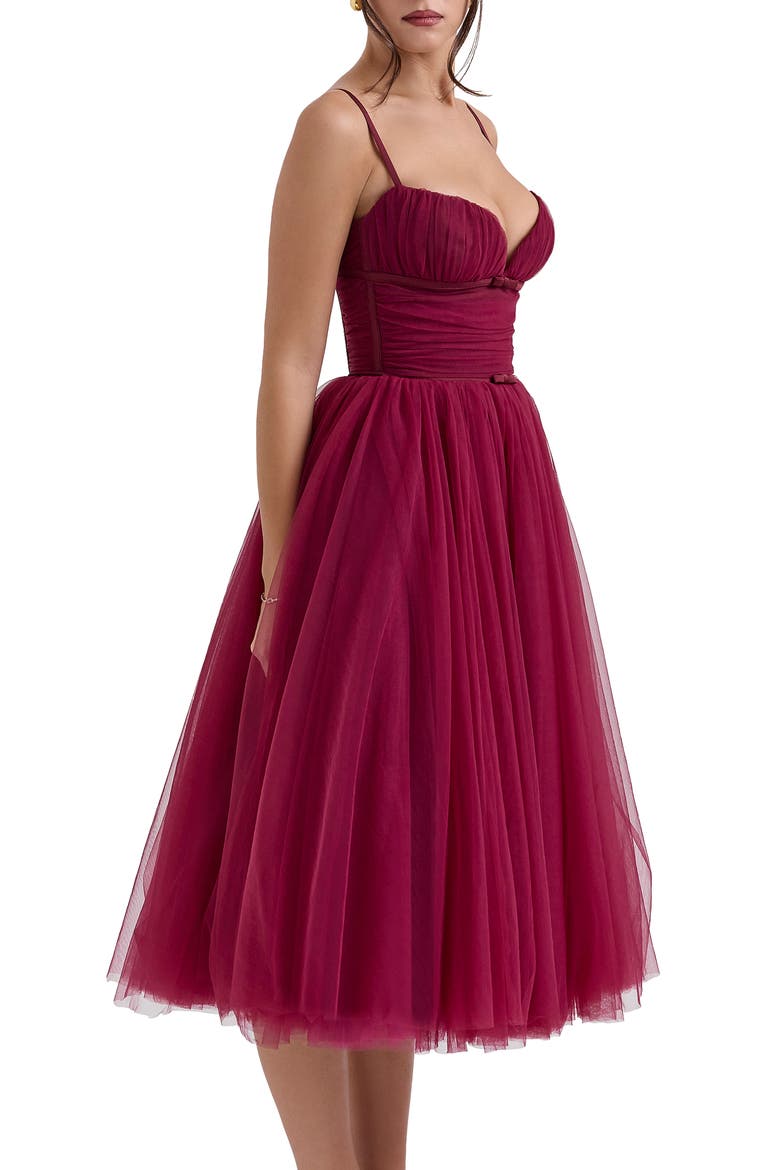 Countess Sleeveless Tulle Midi Dress, Alternate, color, CABERNET