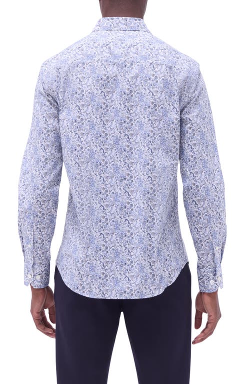 BUGATCHI BUGATCHI AXEL PAISLEY SHAPED FIT STRETCH COTTON BUTTON-UP SHIRT