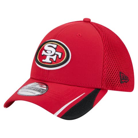 Men's New Era  Scarlet San Francisco 49ers Game Day Linear 39THIRTY Flex Hat