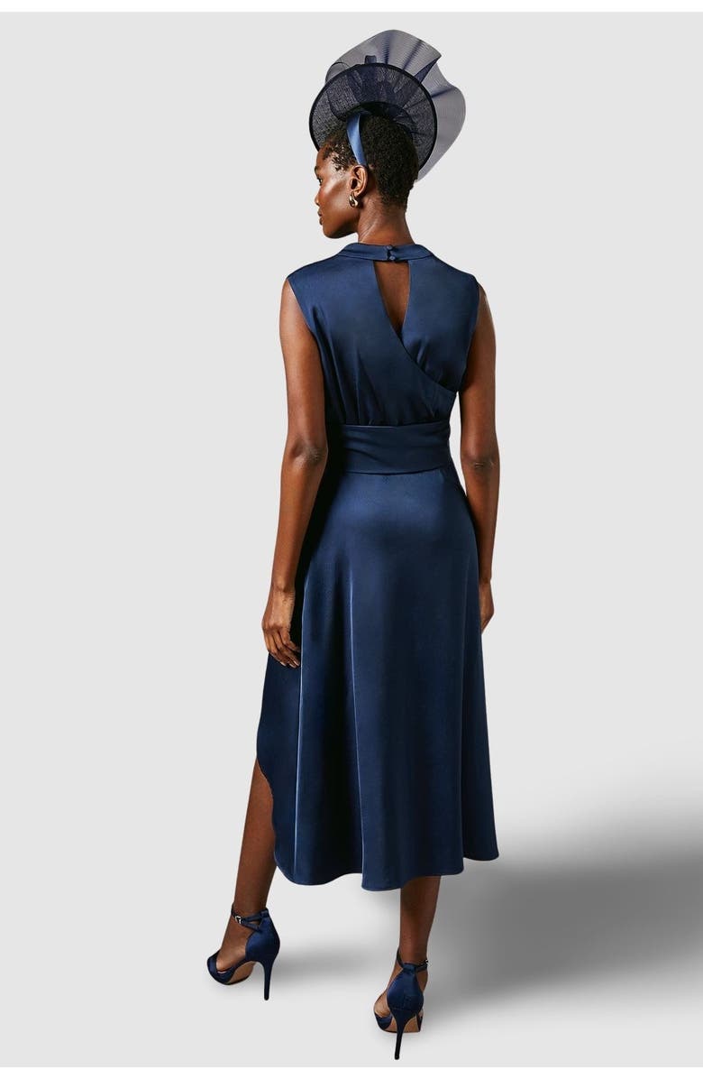 Coast Satin Twist Waist Midi Dress, Alternate, color, Navy