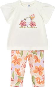 Mayoral Graphic Top and Floral Legging Set