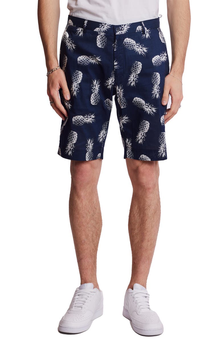 PAISLEY & GRAY Felix Slim Fit Shorts, Main, color, Navy Pineapple