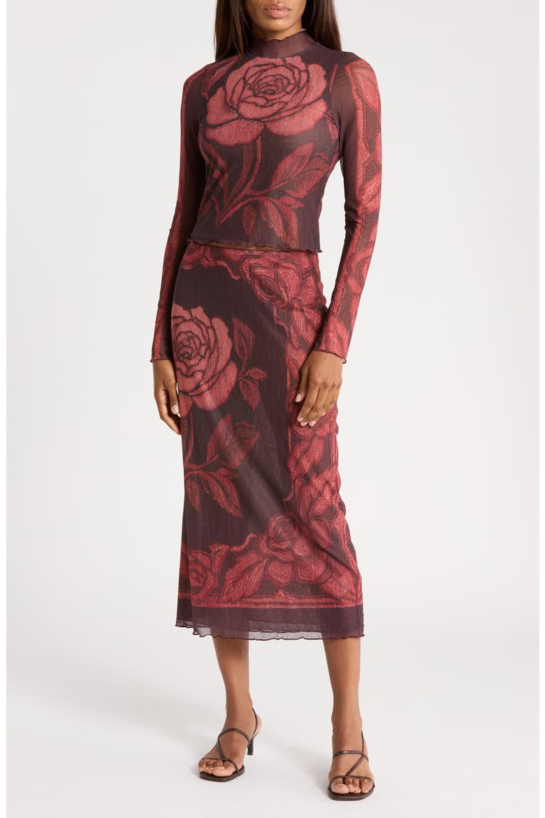 The Shadow Floral Mesh Two-Piece Set, Main, color, RED COMBO