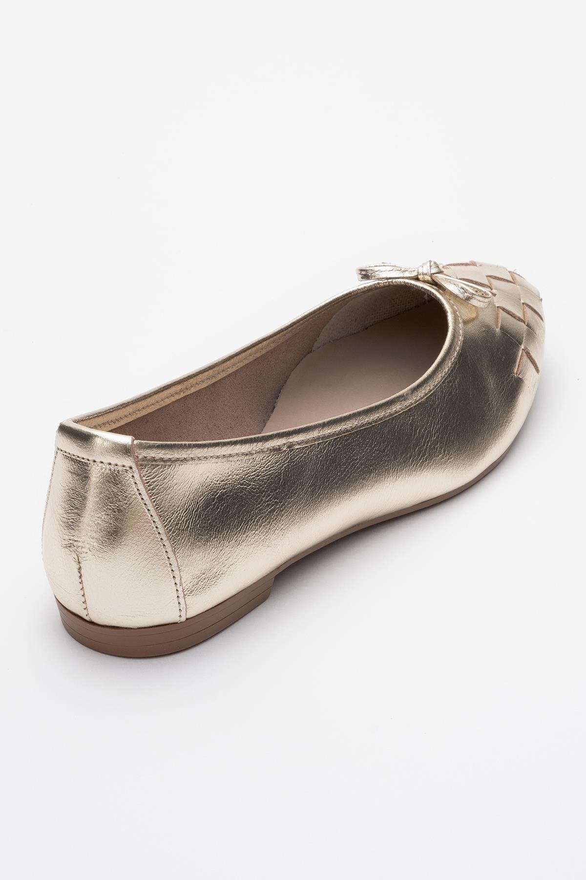 Forever & Always Shoes Nopos Leather Cap Toe Ballet Flat, Alternate, color, Gold