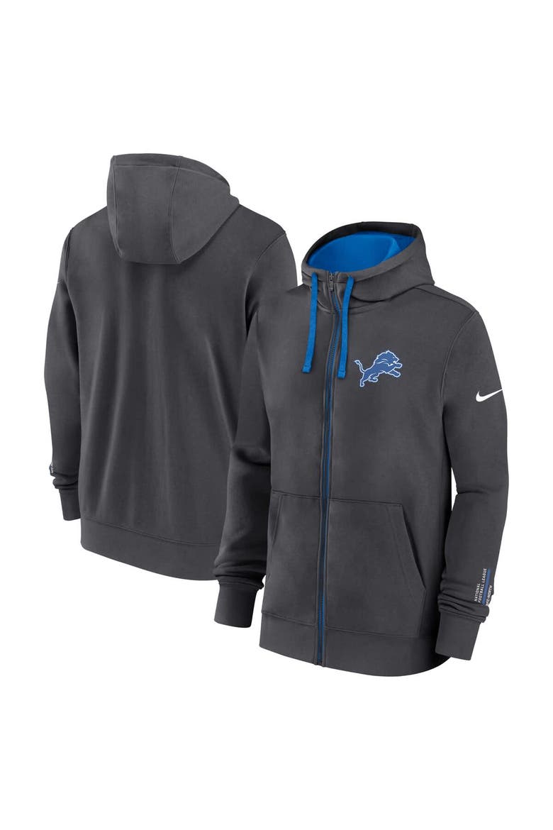 Men's Nike Anthracite Detroit Lions Primetime Club Full-Zip Hoodie, Main, color, Anthracite