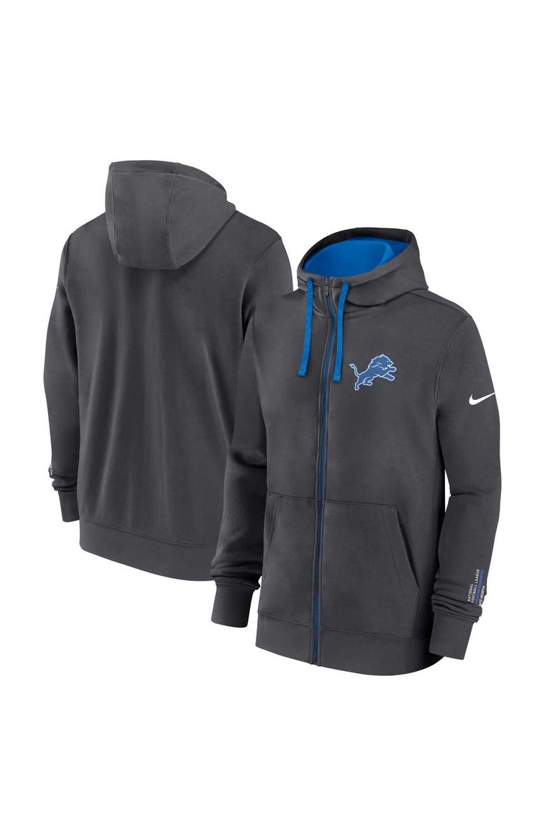 Nike Men's Nike Anthracite Detroit Lions Primetime Club Full-Zip Hoodie, Main, color,