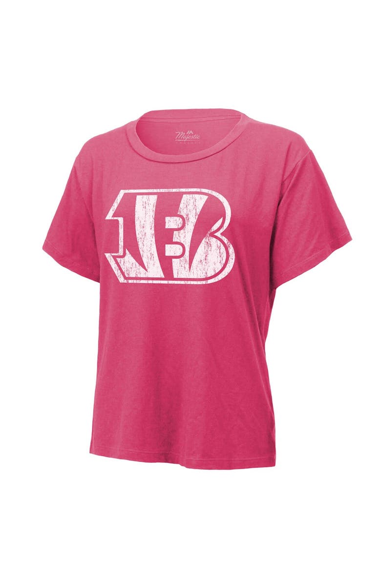 Women's Majestic Threads Joe Burrow Pink Cincinnati Bengals Name & Number T-Shirt, Alternate, color, Pink