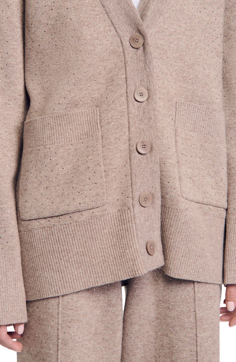 SANDRO Long rhinestone cardigan, Alternate, color, 