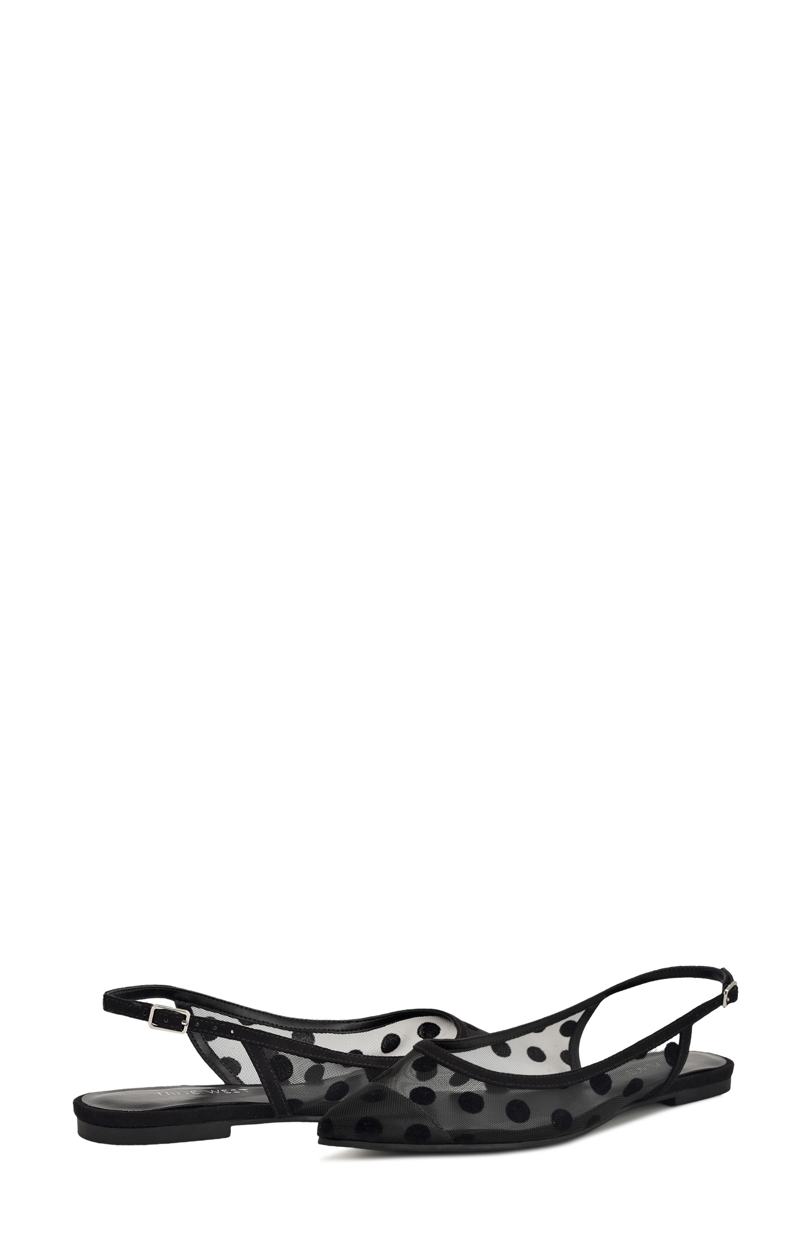 Nine West Brin Mesh Slingback Flat, Alternate, color, Black Dots Mesh