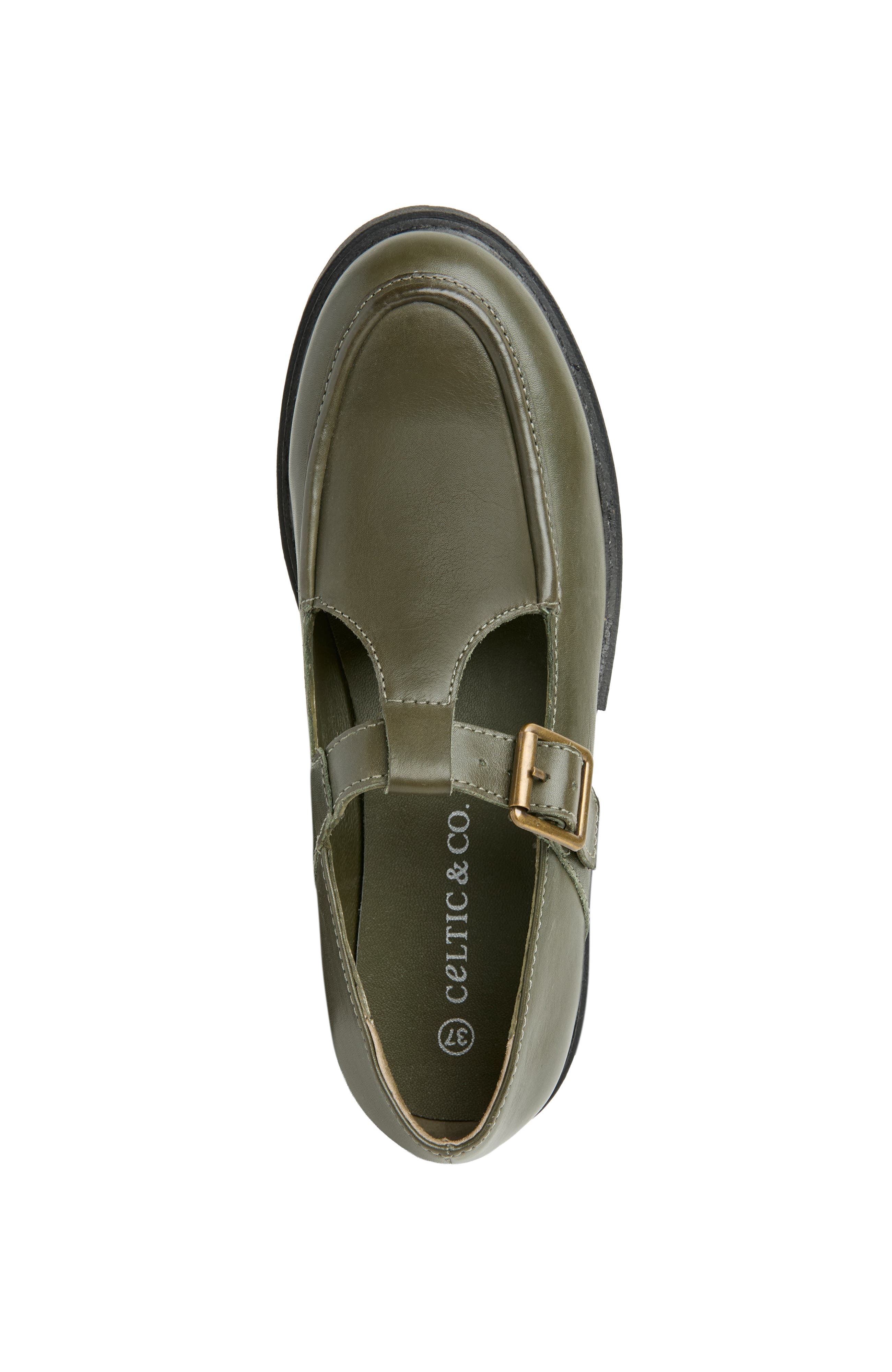Celtic & Co. Chunky T Bar Loafer, Alternate, color, Olive