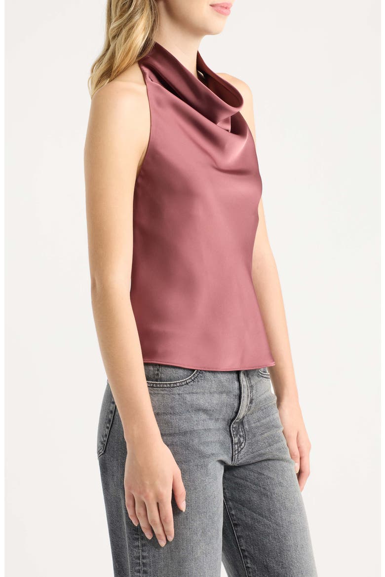 Fogline Satin Open Back Halter Top, Alternate, color, PLUM