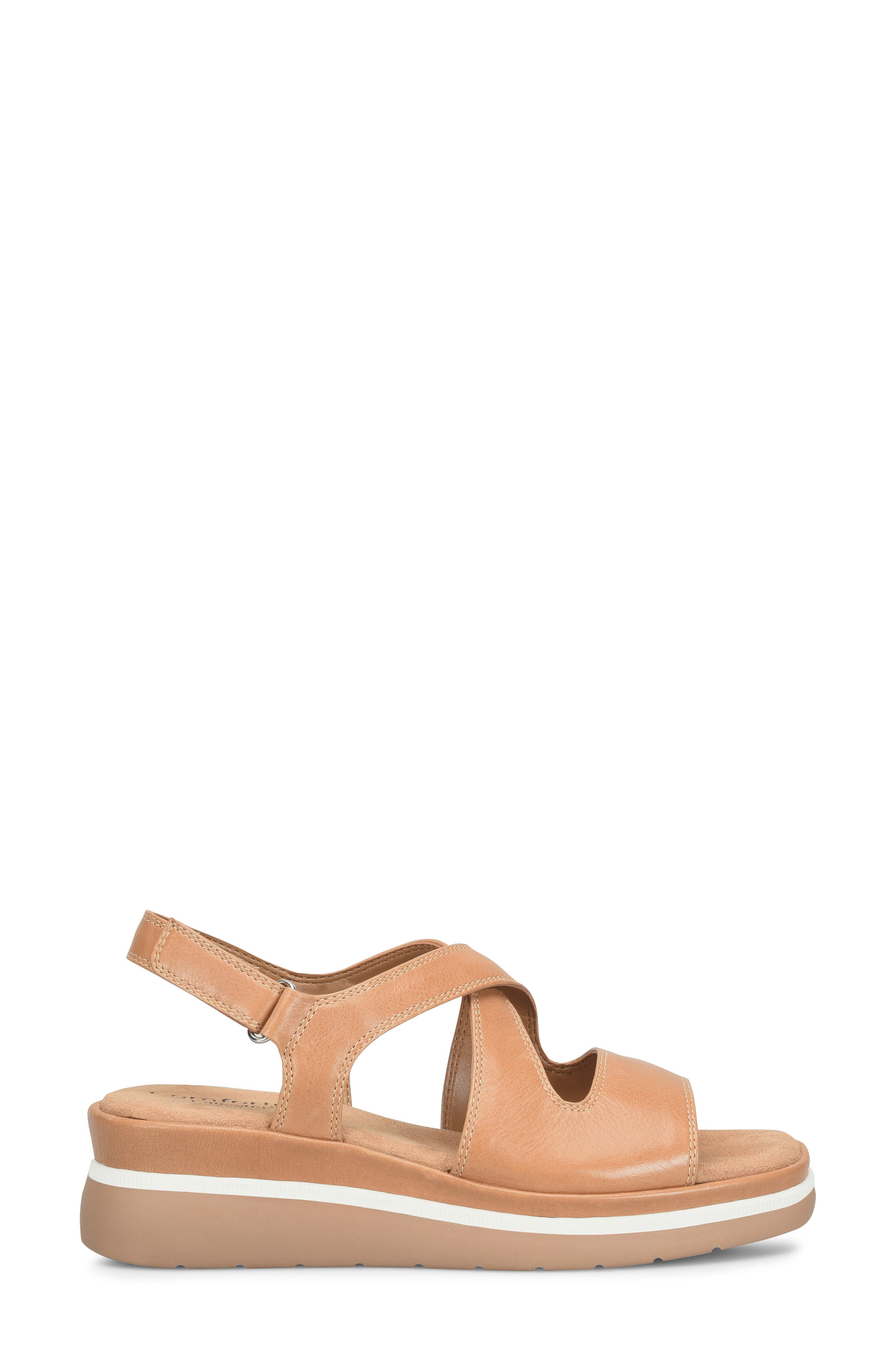 Amethyst Slingback Platform Wedge Sandal, Alternate, color, CARAMEL