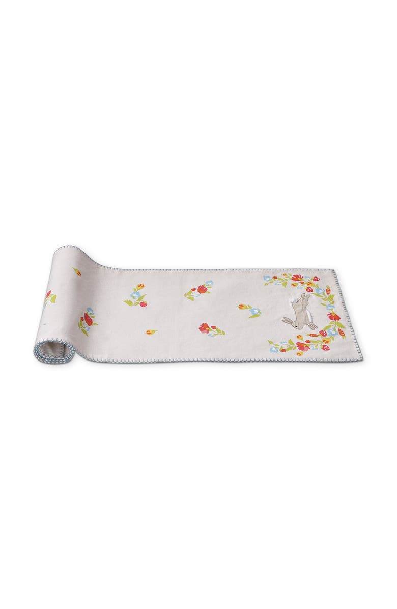 tag Bunny Blossom Table Runner Multi Pastel Cotton Spring Decor, Main, color, Multicolored