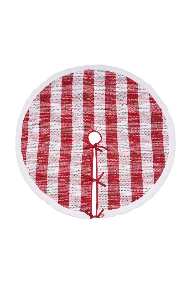 C&F Home Red & White Stripes Woven Mélange Christmas Tree Skirt 54", Main, color, Red