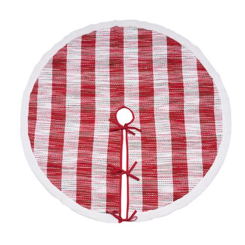 Red & White Stripes Woven Mélange Christmas Tree Skirt 54"