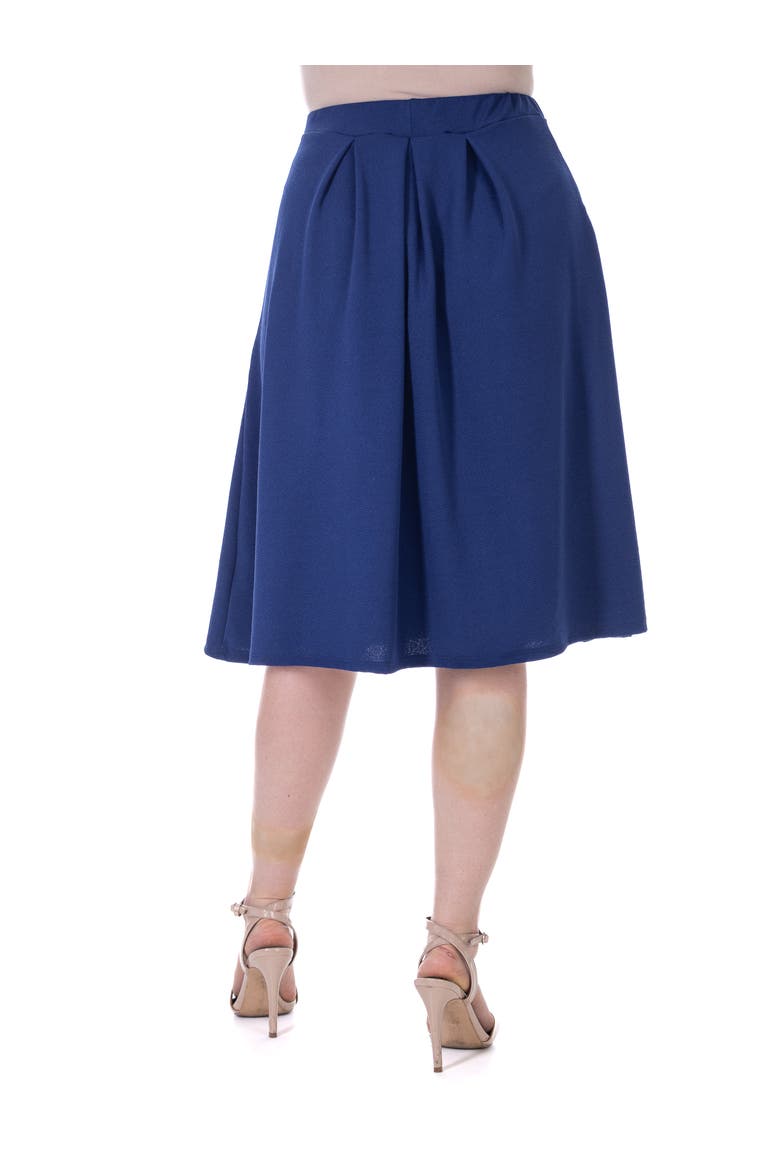 Elastic Waist Pleated Knee Length Pocket Skirt, Alternate, color, Navy