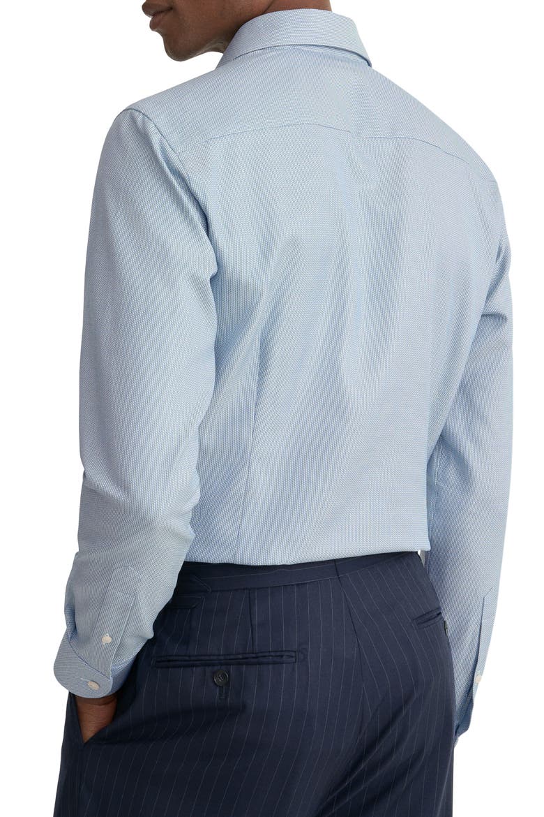 Slim Fit Semisolid Blue Cotton Dobby Dress Shirt, Alternate, color, DARK BLUE