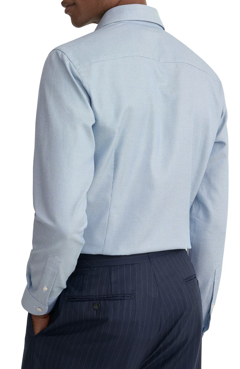 Eton Slim Fit Semisolid Blue Cotton Dobby Dress Shirt, Alternate, color, Dark Blue