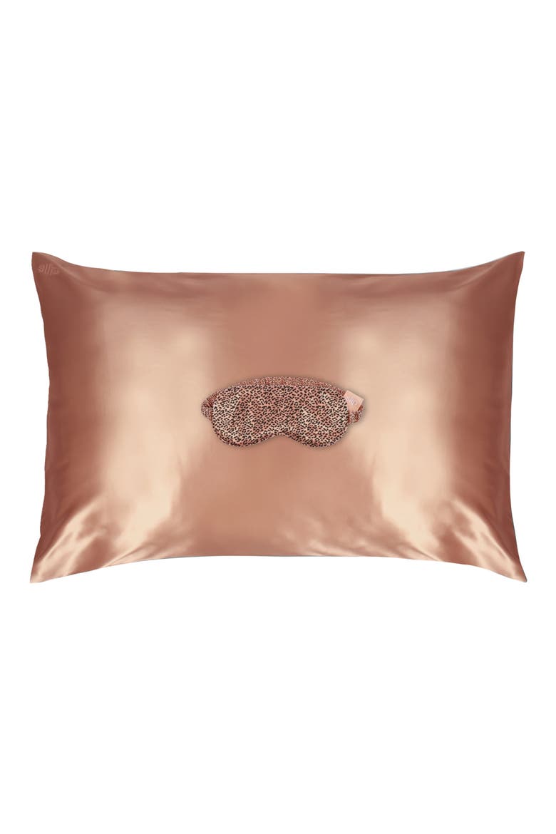 Rose Gold & Leopard Print Pillowcase & Sleep Mask Set, Main, color, NO COLOR