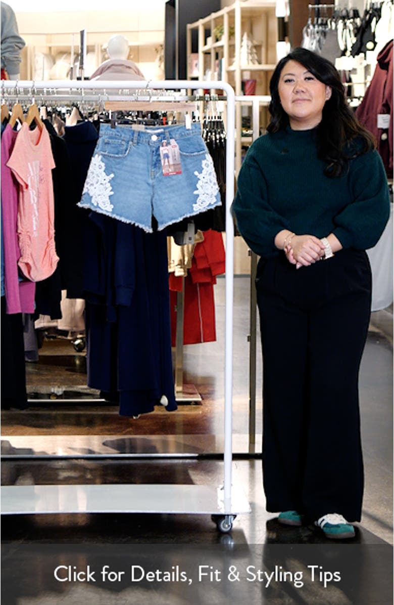 Kids
 Lace Appliqué Cutoff Denim Shorts, sales video thumbnail