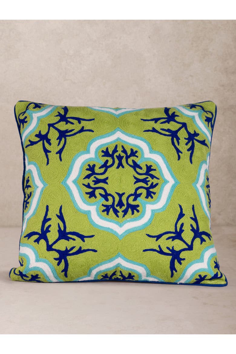 Matilda Medallion Throw Pillow Cover 20"x20", Main, color, Green