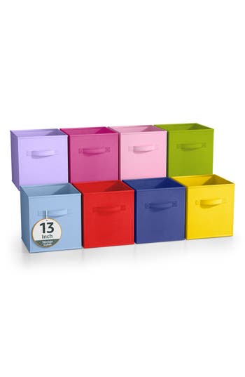 Sorbus 8-piece Foldable Cube Bins In Deep Rainbow