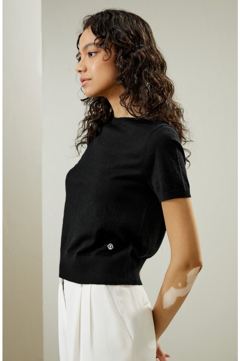 Women's Cashmere Round Neck Sweater, Alternate, color, Black