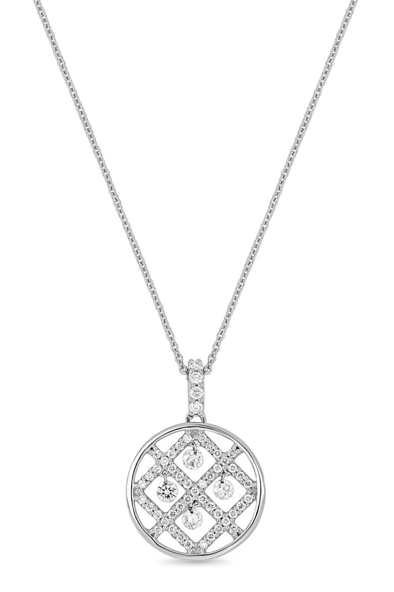 18K Gold Liora Natural Dancing Diamond Circle Pendant Necklace (Online Trunk Show), Main, color, 18K WHITE GOLD