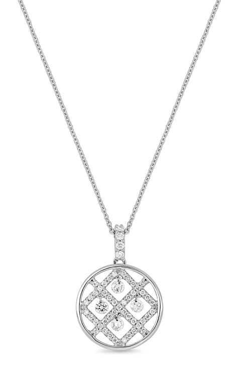 18K Gold Liora Natural Dancing Diamond Circle Pendant Necklace