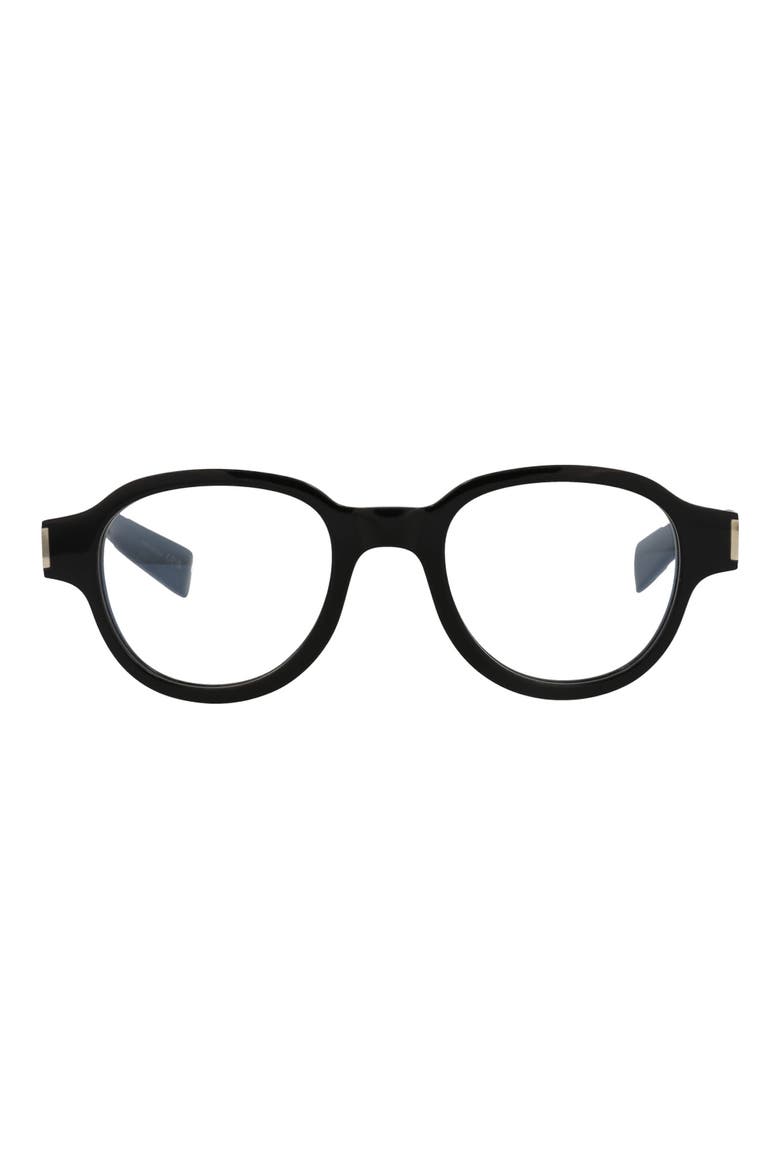 48mm Round Optical Glasses, Main, color, BLACK BLACK BLACK