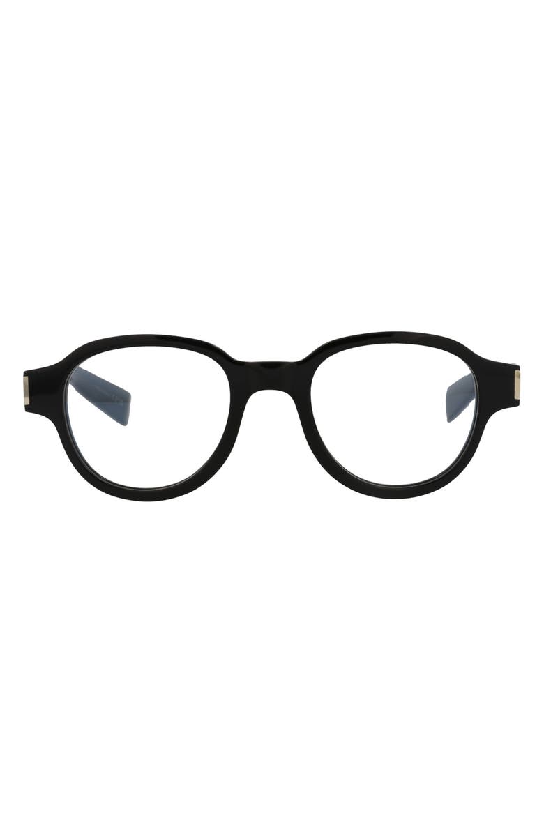 Saint Laurent 48mm Round Optical Glasses, Main, color, Black Black Black