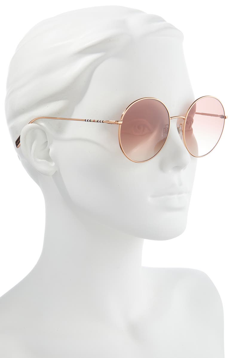 Burberry 58mm Round Sunglasses, Alternate, color, Rose Gold/ Gradient Pink