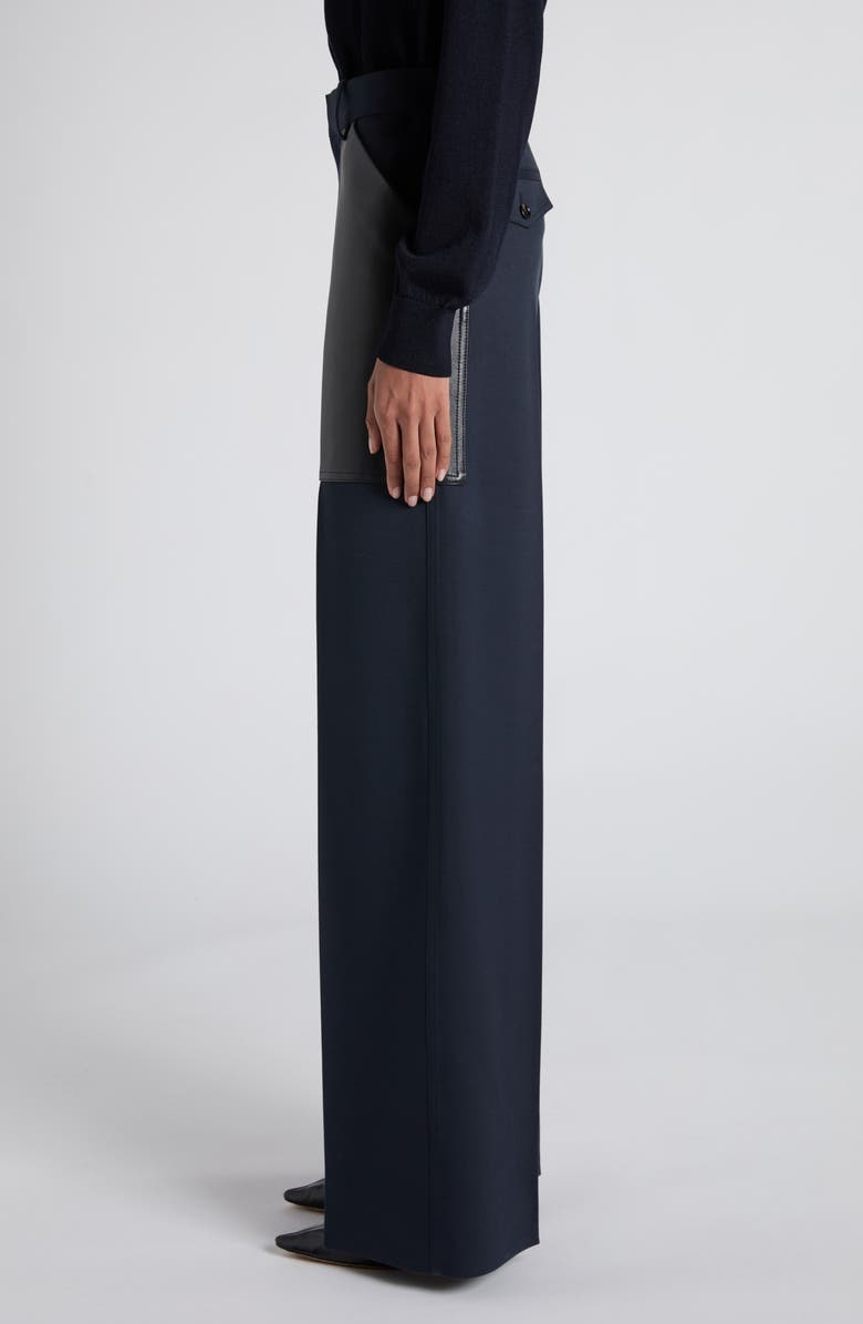 Bottega Veneta Leather Pocket Twill Wide Leg Pants, Alternate, color,