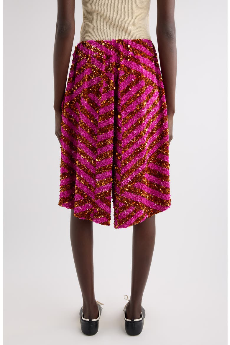 Pomy Bis Sequin Embellished Stripe Wide Leg Drawstring Shorts, Alternate, color, FUCHSIA