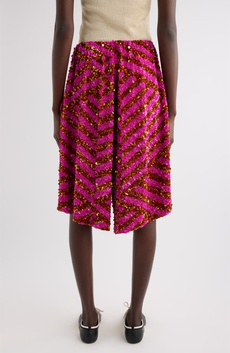 Dries Van Noten Pomy Bis Sequin Embellished Stripe Wide Leg Drawstring Shorts, Alternate, color, Fuchsia