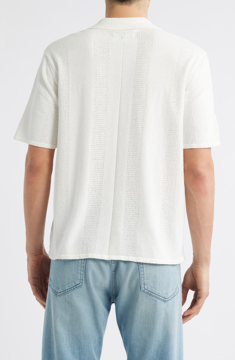 rag & bone Zuma Pointelle Short Sleeve Knit Camp Shirt, Alternate, color, Chalk