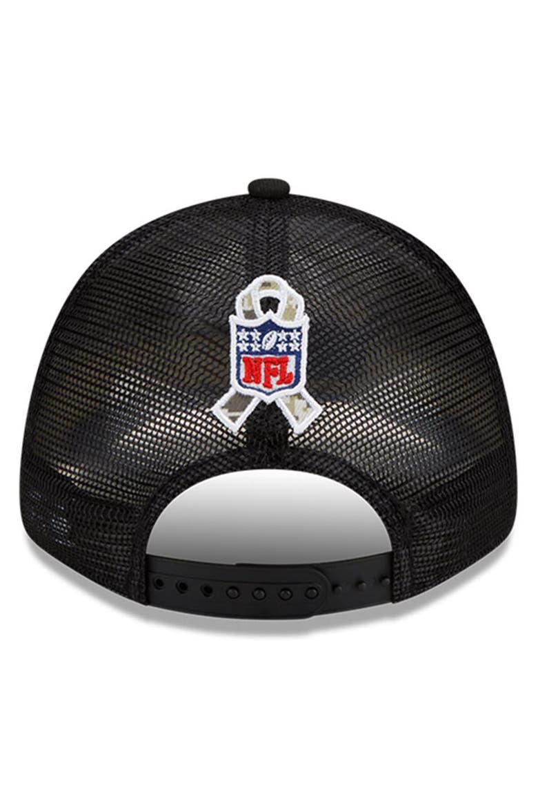 Men's New Era Black/Camo Kansas City Chiefs 2021 Salute To Service Trucker 9FORTY Snapback Adjustable Hat, Alternate, color, Black