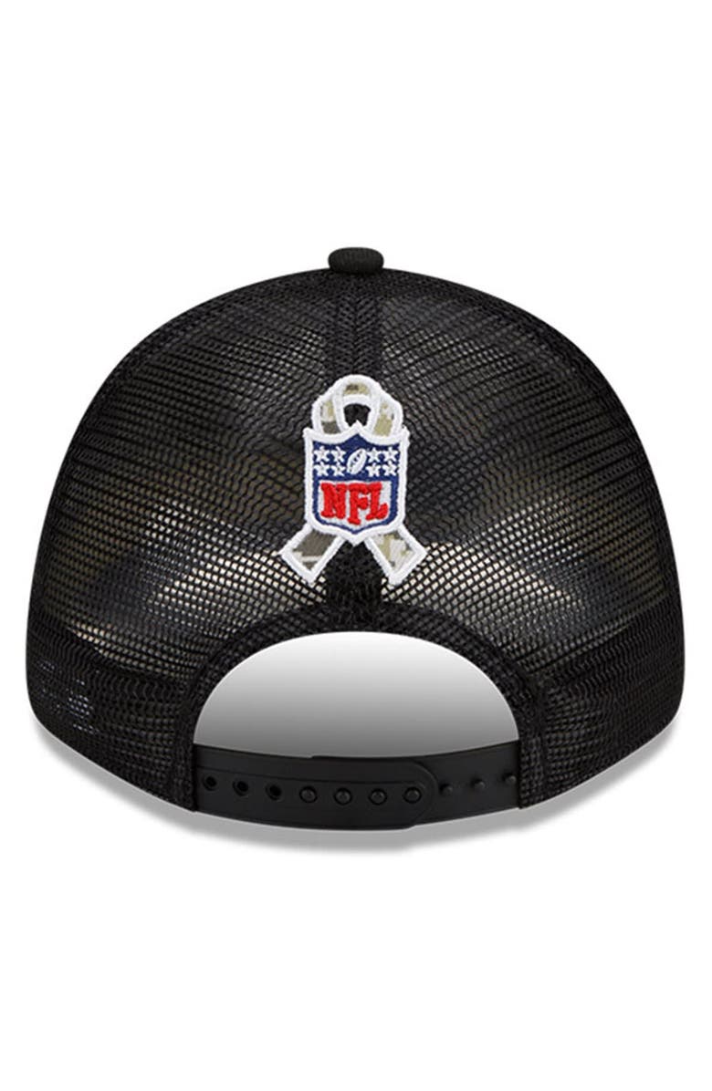 New Era Men's New Era Black/Camo Kansas City Chiefs 2021 Salute To Service Trucker 9FORTY Snapback Adjustable Hat, Alternate, color, 