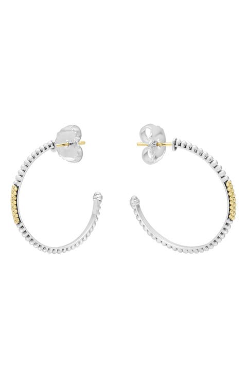 Caviar 'Superfine' Two-Tone Hoop Earrings