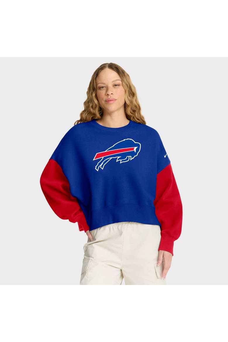 Women's Nike Royal Buffalo Bills Oversized Color-Block Pullover Sweatshirt, Main, color, Royal