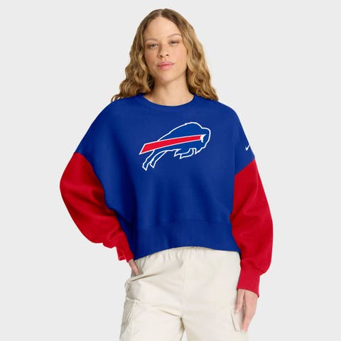 Women's Nike Royal Buffalo Bills Oversized Color-Block Pullover Sweatshirt