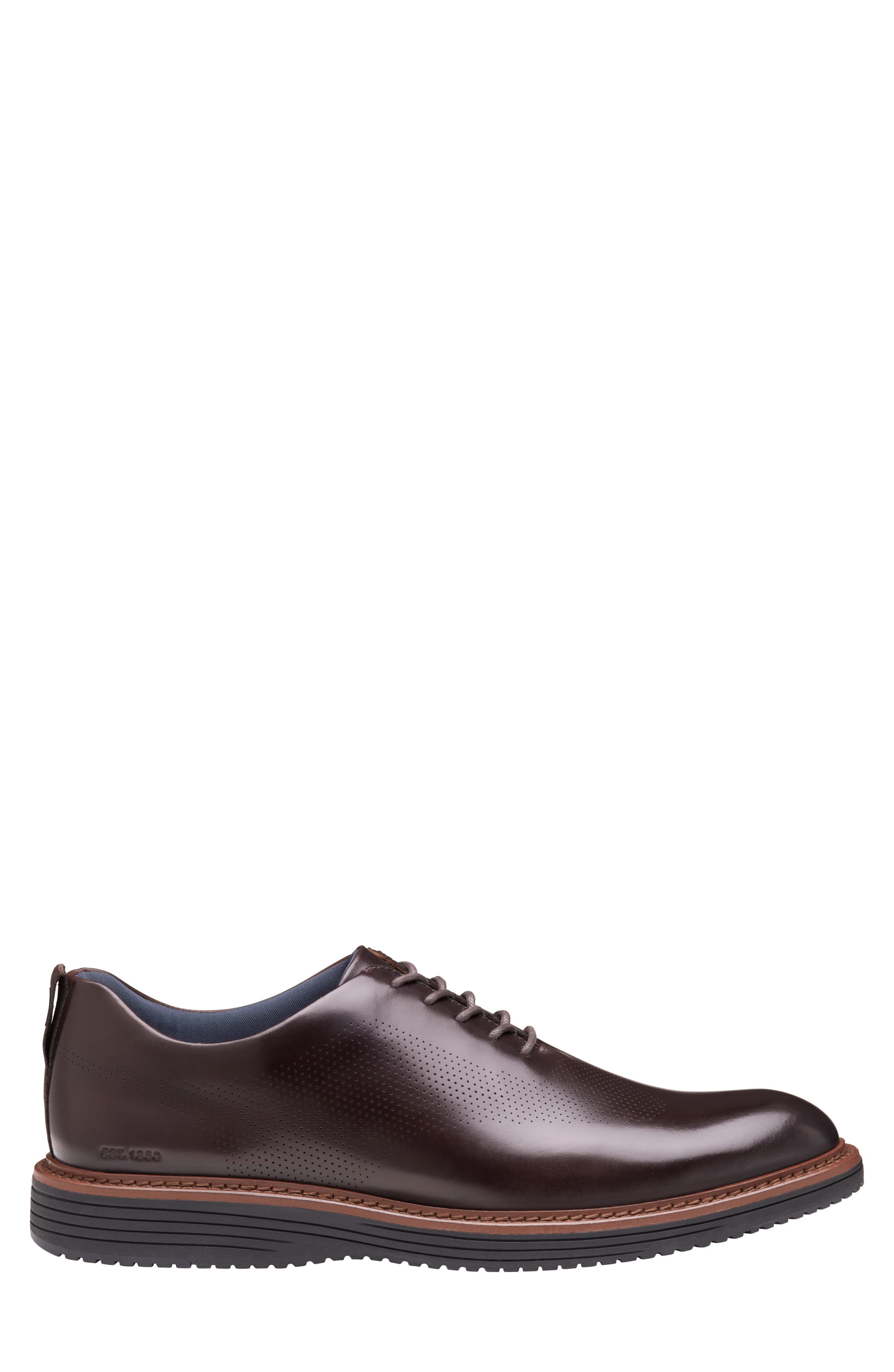 Johnston & Murphy Upton Perforated Plain Toe Oxford, Alternate, color, Mahogany Full Grain