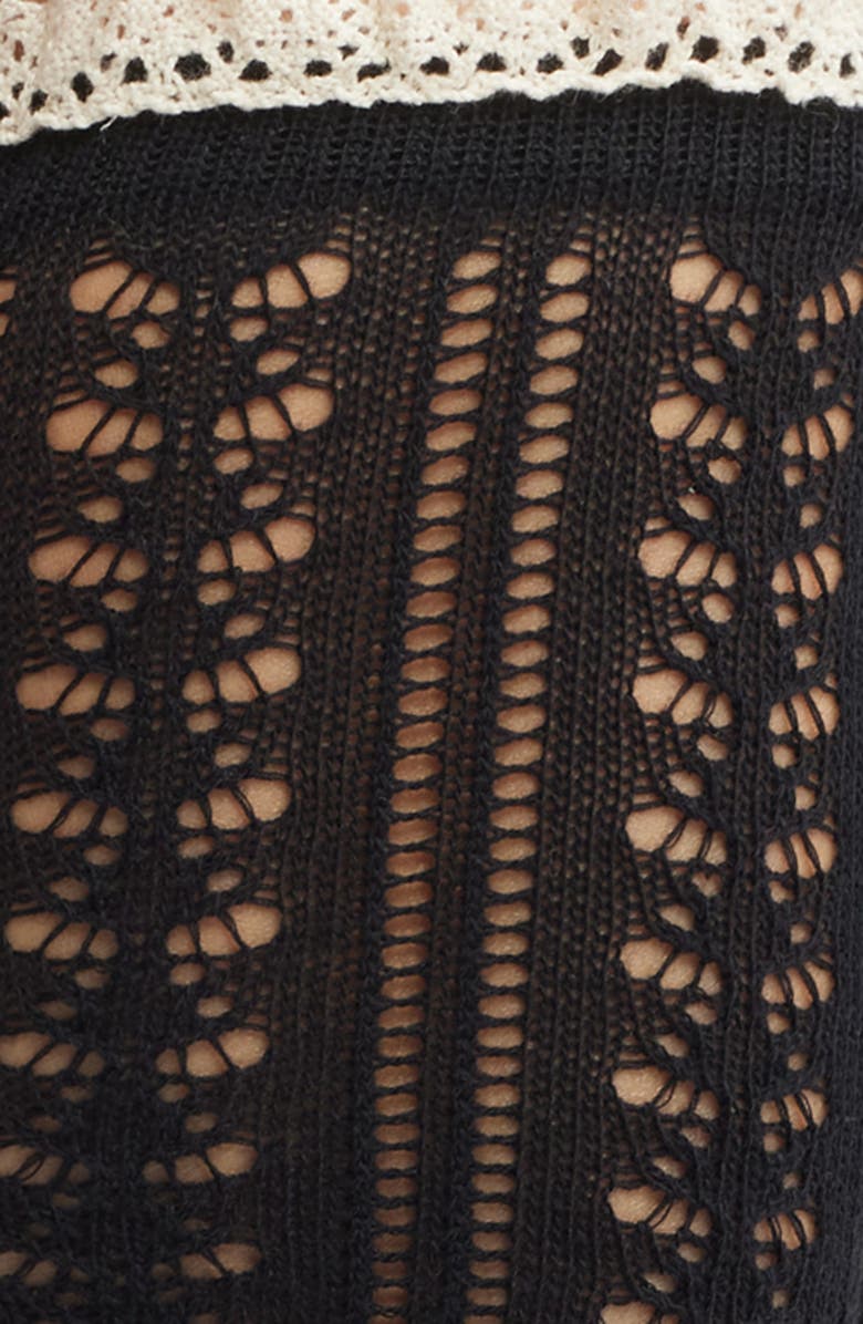 Free People Misty Pointelle Tall Socks, Alternate, color, Black