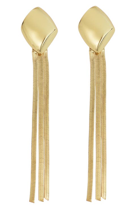 Diamond Shape Snake Chain Fringe Drop Earrings